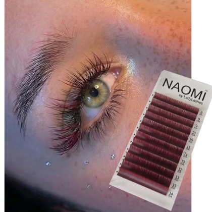 Kolorowe rzęsy NAOMI 0.07C MIX Czerwone Wino