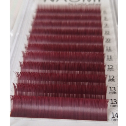 Kolorowe rzęsy NAOMI 0.07C MIX Czerwone Wino