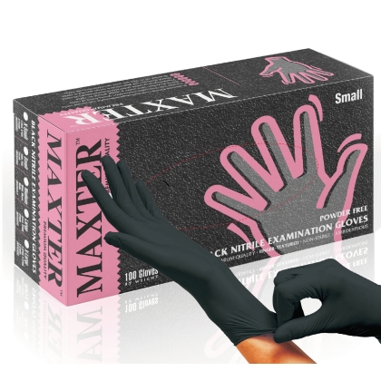 Rękawiczki Nitrylowe MAXTER bezpudrowe nitrylowe czarne  100szt L