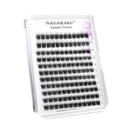 Rzęsy bondingowe klastrowe NAGARAKU 0.07 D MIX 9-14mm wielokrotnego użytku 11 pasków 132 kępki