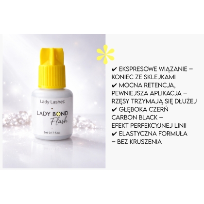 PROFESJONALNY KLEJ DO RZĘS FLASH  0.2 sec 5ml Zapomnij o sklejkach.
