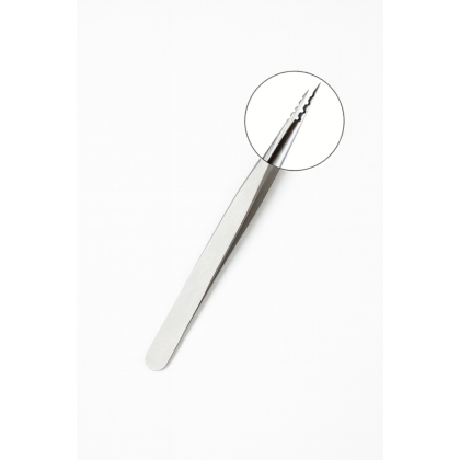 Pinceta prosta  do separacji rzęs z nacięciami miękka Raven