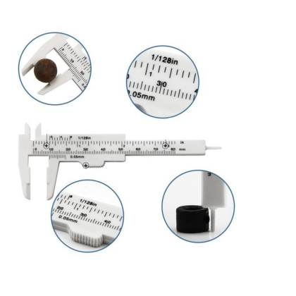 Suwmiarka plastikowa Mini do geometrii brwi biała czerwona