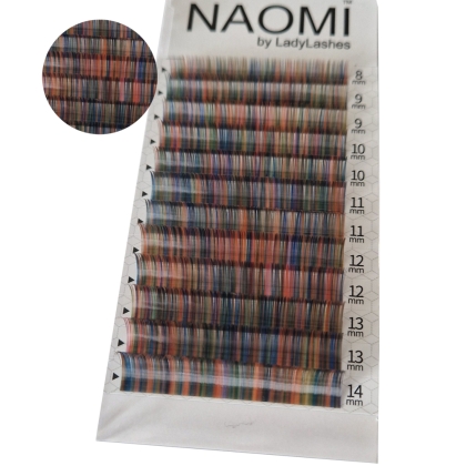 Kolorowe rzęsy NAOMI 0.07C  MIX TĘĆZOWE