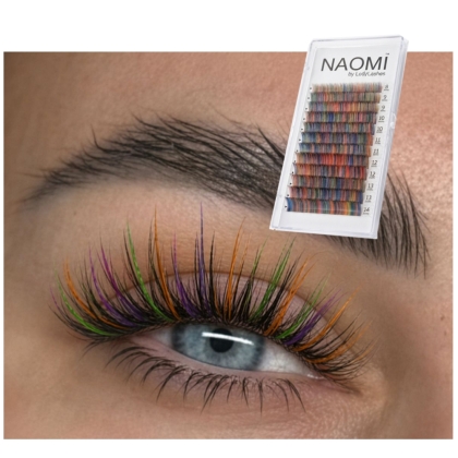 Kolorowe rzęsy NAOMI 0.07C  MIX TĘĆZOWE