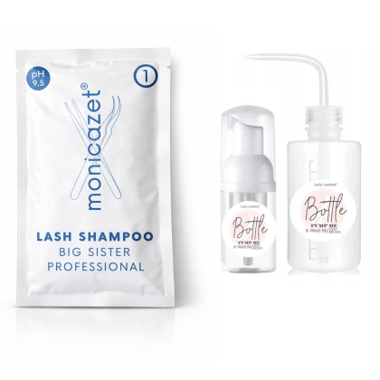 Szampon do mycia rzęs przed zabiegiem PH 9,5  BIG SISTER saszetka 30ml MONICAZET +2 butelki