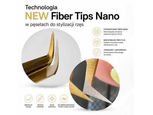 Technologia NEW Fiber Tips Nano w pęsetach do stylizacji rzęs